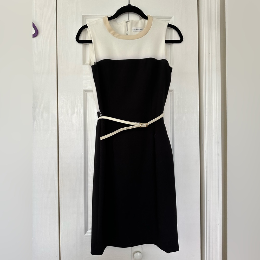 Calvin Klein - black dress with belted waist